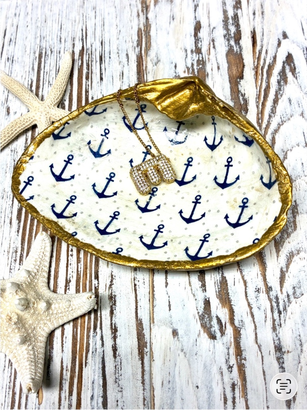 Nautical Anchor Shell Ring Dish Coastal Preppy Decore